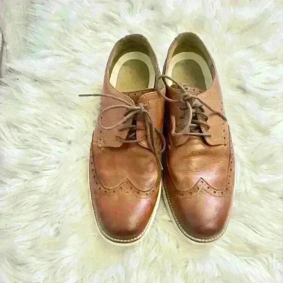 Cole haan original zerogrand camel tan brown brogue lace up 10.5 - Picture 1 of 7